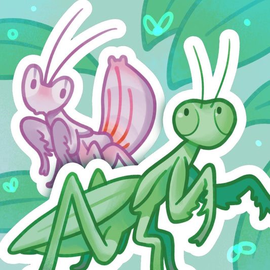 mantis stickers!! orchid + european! (praying mantis)